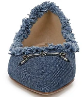 Sam Edelman Nori Fray Denim Bit Buckle Pointed Toe Flats