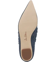 Sam Edelman Nori Fray Denim Bit Buckle Pointed Toe Flats