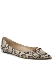 Sam Edelman Nori Snake Print Leather Bit Buckle Pointed Toe Flats