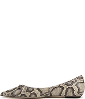 Sam Edelman Nori Snake Print Leather Bit Buckle Pointed Toe Flats