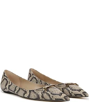 Sam Edelman Nori Snake Print Leather Bit Buckle Pointed Toe Flats