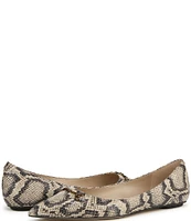 Sam Edelman Nori Snake Print Leather Bit Buckle Pointed Toe Flats