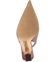 Sam Edelman Odette Leather Slingback Flared Heel Pointed Toe Pumps