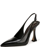 Sam Edelman Odette Leather Slingback Flared Heel Pointed Toe Pumps