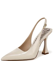 Sam Edelman Odette Leather Slingback Flared Heel Pointed Toe Pumps