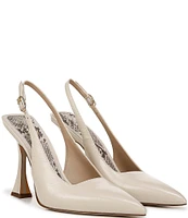 Sam Edelman Odette Leather Slingback Flared Heel Pointed Toe Pumps