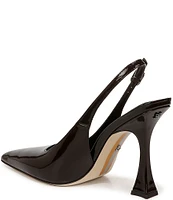 Sam Edelman Odette Patent Slingback Flared Heel Pointed Toe Pumps