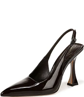 Sam Edelman Odette Patent Slingback Flared Heel Pointed Toe Pumps