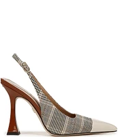 Sam Edelman Odette Plaid Fabric and Patent Cap Toe Slingback Pumps