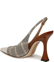 Sam Edelman Odette Plaid Fabric and Patent Cap Toe Slingback Pumps