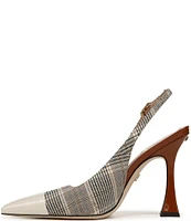 Sam Edelman Odette Plaid Fabric and Patent Cap Toe Slingback Pumps