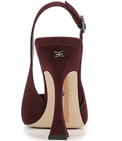 Sam Edelman Odette Suede and Fabric Cap Toe Slingback Pumps