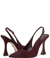 Sam Edelman Odette Suede and Fabric Cap Toe Slingback Pumps