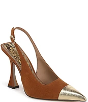 Sam Edelman Odette Suede and Metallic Leather Slingback Pumps