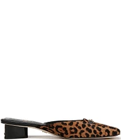 Sam Edelman Ollie Leopard Print Calf Hair Bit Buckle Square Toe Dress Mules