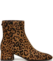 Sam Edelman Paige Leopard Print Calf Hair Leather Square Toe Dress Booties