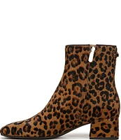 Sam Edelman Paige Leopard Print Calf Hair Leather Square Toe Dress Booties