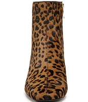 Sam Edelman Paige Leopard Print Calf Hair Leather Square Toe Dress Booties