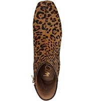 Sam Edelman Paige Leopard Print Calf Hair Leather Square Toe Dress Booties