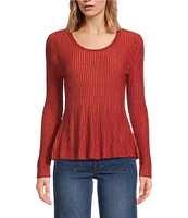 Sam Edelman Peplum Scoop Neck Long Sleeve Top