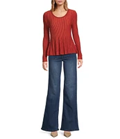 Sam Edelman Peplum Scoop Neck Long Sleeve Top