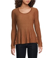 Sam Edelman Peplum Scoop Neck Long Sleeve Top