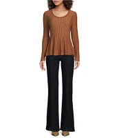 Sam Edelman Peplum Scoop Neck Long Sleeve Top