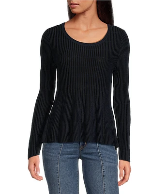 Sam Edelman Peplum Scoop Neck Long Sleeve Top