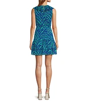 Sam Edelman Printed Ruffle V-Neck Sleeveless Tiered Mini Dress