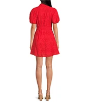 Sam Edelman Puff Sleeve Eyelet Button Front Shirt Dress