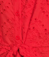 Sam Edelman Puff Sleeve Eyelet Button Front Shirt Dress