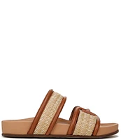 Sam Edelman Rowan Leather and Woven Raffia Slide Sandals