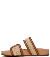 Sam Edelman Rowan Leather and Woven Raffia Slide Sandals