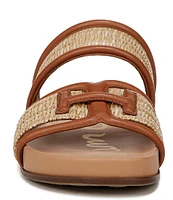 Sam Edelman Rowan Leather and Woven Raffia Slide Sandals