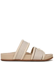 Sam Edelman Rowan Leather and Woven Raffia Slide Sandals