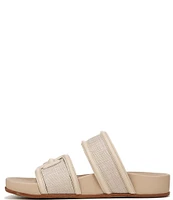 Sam Edelman Rowan Leather and Woven Raffia Slide Sandals