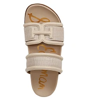 Sam Edelman Rowan Leather and Woven Raffia Slide Sandals