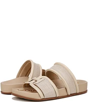 Sam Edelman Rowan Leather and Woven Raffia Slide Sandals