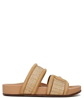 Sam Edelman Rowan Suede Double Banded Raffia Logo Detail Slide Sandals