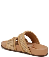 Sam Edelman Rowan Suede Double Banded Raffia Logo Detail Slide Sandals