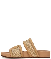 Sam Edelman Rowan Suede Double Banded Raffia Logo Detail Slide Sandals