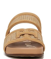 Sam Edelman Rowan Suede Double Banded Raffia Logo Detail Slide Sandals