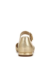 Sam Edelman Rylie Metallic Leather Fabric Cap Toe Buckle Mary Jane Flats