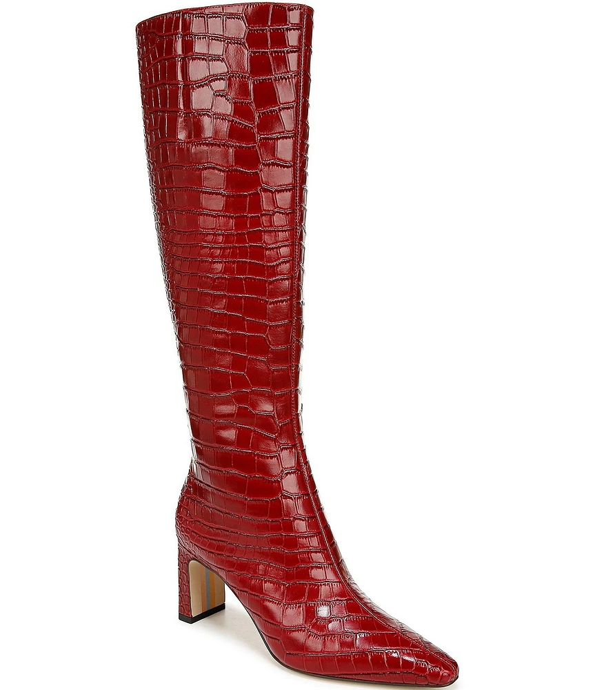 Sam Edelman Sylvia Crocodile Embossed Leather Tall Dress Boots