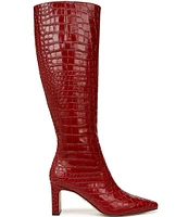 Sam Edelman Sylvia Crocodile Embossed Leather Tall Dress Boots