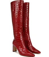 Sam Edelman Sylvia Crocodile Embossed Leather Tall Dress Boots