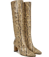 Sam Edelman Sylvia Snake Print Leather Tall Dress Boots