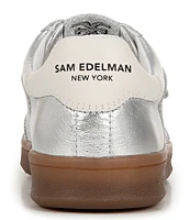 Sam Edelman Talia Gum Sole Metallic Leather Dual Strap Street Sneakers