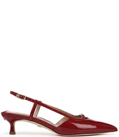 Sam Edelman Toni Patent Kitten Heel Slingback Logo Detailed Pumps