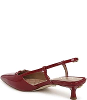 Sam Edelman Toni Patent Kitten Heel Slingback Logo Detailed Pumps